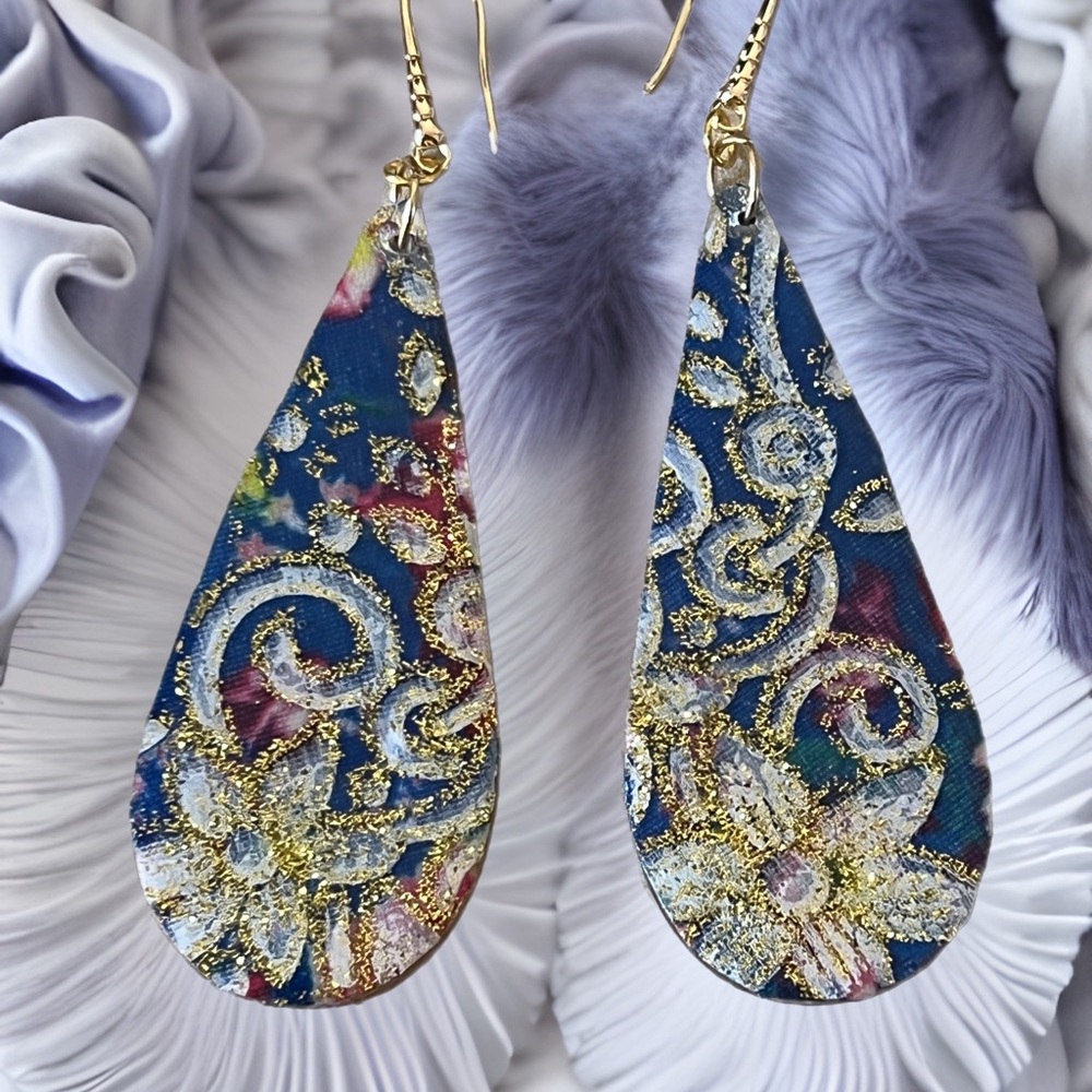 Handmade wood teardrop dangles
